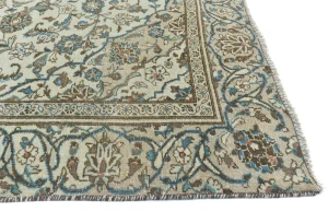Semi Antique Muted Cream Floral 6X9 Distressed Vintage Oriental Rug