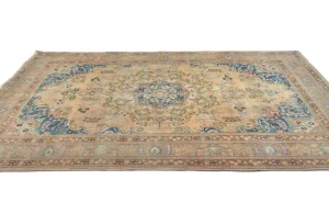 Semi Antique Muted Light Peach Floral 6X9 Distressed Vintage Oriental Rug