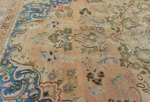 Semi Antique Muted Light Peach Floral 6X9 Distressed Vintage Oriental Rug