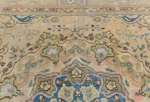 Semi Antique Muted Light Peach Floral 6X9 Distressed Vintage Oriental Rug