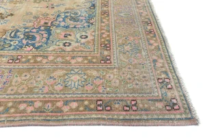 Semi Antique Muted Light Peach Floral 6X9 Distressed Vintage Oriental Rug