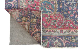 Semi Antique Muted Dark Purple Floral 6X9 Distressed Vintage Oriental Rug