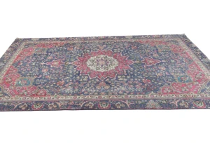 Semi Antique Muted Dark Purple Floral 6X9 Distressed Vintage Oriental Rug