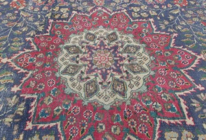 Semi Antique Muted Dark Purple Floral 6X9 Distressed Vintage Oriental Rug