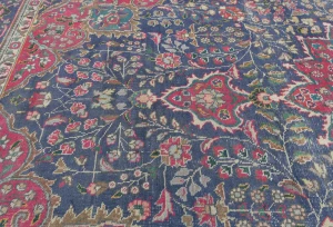 Semi Antique Muted Dark Purple Floral 6X9 Distressed Vintage Oriental Rug