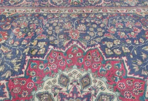 Semi Antique Muted Dark Purple Floral 6X9 Distressed Vintage Oriental Rug