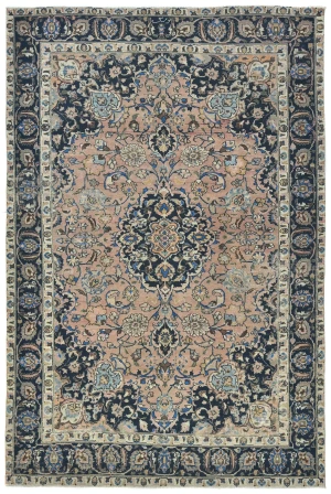 Semi Antique Muted Light Salmon Floral 8X11 Distressed Vintage Oriental Rug