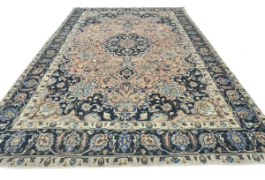Semi Antique Muted Light Salmon Floral 8X11 Distressed Vintage Oriental Rug