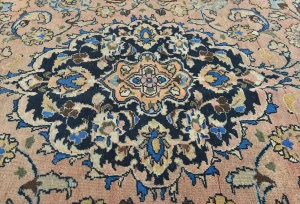 Semi Antique Muted Light Salmon Floral 8X11 Distressed Vintage Oriental Rug