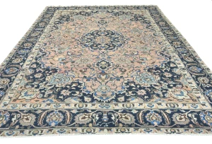Semi Antique Muted Light Salmon Floral 8X11 Distressed Vintage Oriental Rug