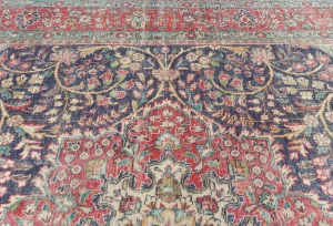 Semi Antique Muted Purple-navy Floral 8X11 Distressed Vintage Oriental Rug