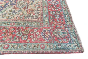 Semi Antique Muted Purple-navy Floral 8X11 Distressed Vintage Oriental Rug