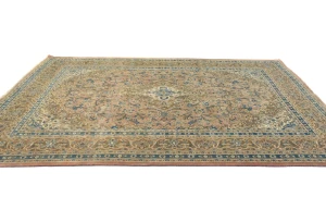 Semi Antique Muted Light Peach Floral 8X11 Distressed Vintage Oriental Rug