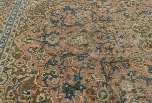 Semi Antique Muted Light Peach Floral 8X11 Distressed Vintage Oriental Rug