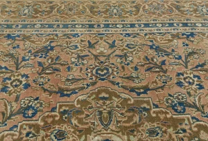 Semi Antique Muted Light Peach Floral 8X11 Distressed Vintage Oriental Rug