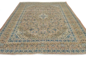 Semi Antique Muted Light Peach Floral 8X11 Distressed Vintage Oriental Rug