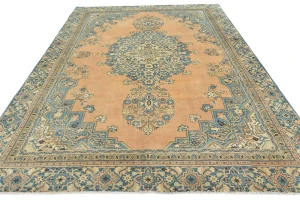 Semi Antique Muted Floral 7'5X10'7 Distressed Vintage Oriental Rug