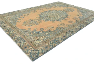 Semi Antique Muted Floral 7'5X10'7 Distressed Vintage Oriental Rug