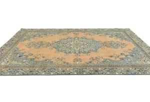 Semi Antique Muted Floral 7'5X10'7 Distressed Vintage Oriental Rug