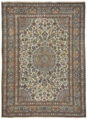 Semi Antique Muted Light Peach Floral 8X11 Distressed Vintage Oriental Rug