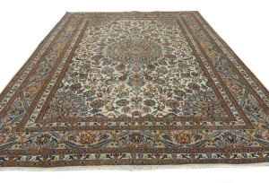 Semi Antique Muted Light Peach Floral 8X11 Distressed Vintage Oriental Rug