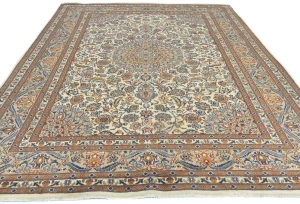 Semi Antique Muted Light Peach Floral 8X11 Distressed Vintage Oriental Rug