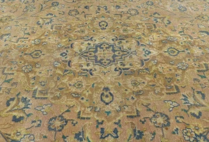 Semi Antique Muted Light Peach Floral 9X12 Distressed Vintage Oriental Rug