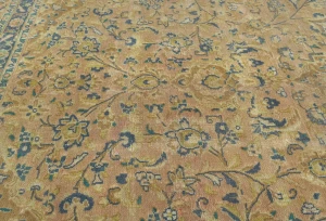 Semi Antique Muted Light Peach Floral 9X12 Distressed Vintage Oriental Rug