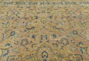 Semi Antique Muted Light Peach Floral 9X12 Distressed Vintage Oriental Rug