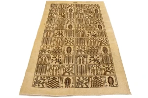 Semi Antique Beige Pictorial 6X9 Ferdos Persian Rug