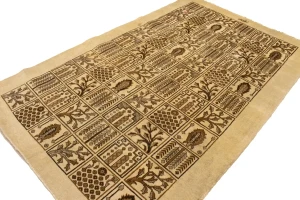 Semi Antique Beige Pictorial 6X9 Ferdos Persian Rug