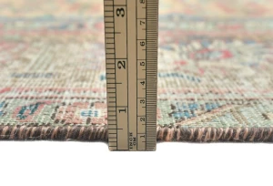 Semi Antique Muted Khaki Floral 9X12 Distressed Vintage Oriental Rug
