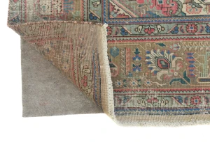 Semi Antique Muted Khaki Floral 9X12 Distressed Vintage Oriental Rug