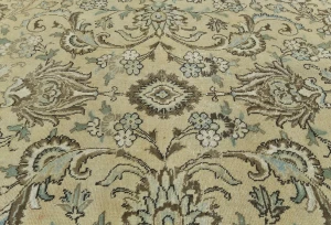 Semi Antique Muted Beige Floral 8X11 Distressed Vintage Oriental Rug