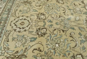 Semi Antique Muted Beige Floral 8X11 Distressed Vintage Oriental Rug
