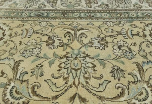 Semi Antique Muted Beige Floral 8X11 Distressed Vintage Oriental Rug