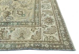 Semi Antique Muted Beige Floral 8X11 Distressed Vintage Oriental Rug