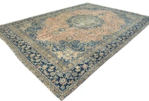 Semi Antique Muted Light Salmon Floral 9X12 Distressed Vintage Oriental Rug