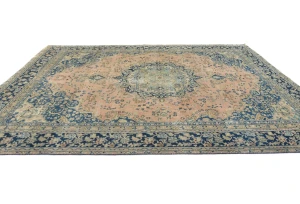 Semi Antique Muted Light Salmon Floral 9X12 Distressed Vintage Oriental Rug