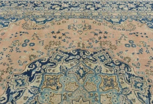 Semi Antique Muted Light Salmon Floral 9X12 Distressed Vintage Oriental Rug