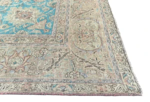 Semi Antique Muted Light Salmon Floral 9X12 Distressed Vintage Oriental Rug