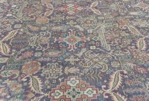 Semi Antique Muted Purple Floral 9X12 Distressed Vintage Oriental Rug