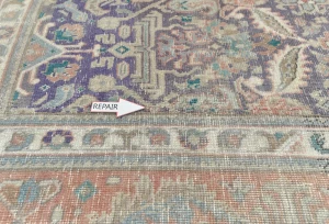 Semi Antique Muted Purple Floral 9X12 Distressed Vintage Oriental Rug