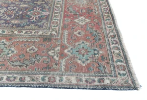 Semi Antique Muted Purple Floral 9X12 Distressed Vintage Oriental Rug