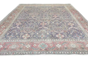 Semi Antique Muted Purple Floral 9X12 Distressed Vintage Oriental Rug