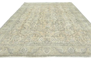 Semi Antique Muted Light Peach Floral 9X12 Distressed Vintage Oriental Rug