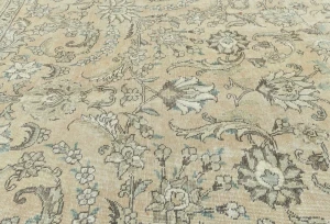 Semi Antique Muted Light Peach Floral 9X12 Distressed Vintage Oriental Rug