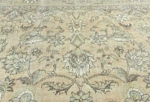 Semi Antique Muted Light Peach Floral 9X12 Distressed Vintage Oriental Rug