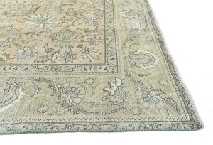 Semi Antique Muted Light Peach Floral 9X12 Distressed Vintage Oriental Rug