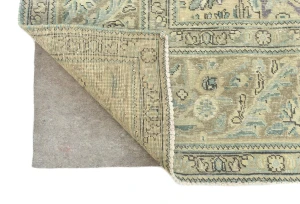 Semi Antique Muted Beige Floral 10X13 Distressed Vintage Oriental Rug